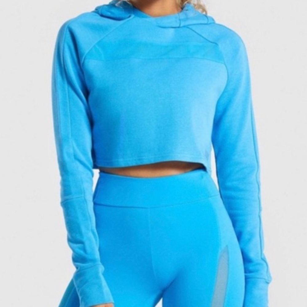 Gymshark blue cropped hoodie